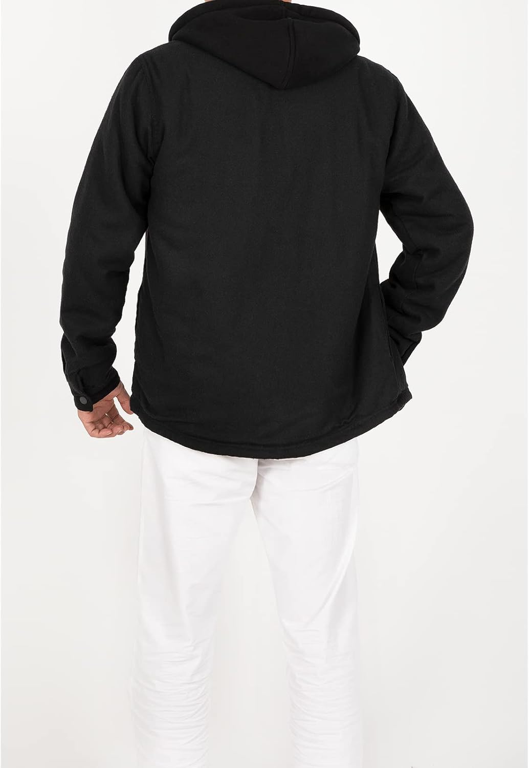 Mens Plaid Sherpa Lined Shirt Jacket Full Zip Hooded Warm Flannel