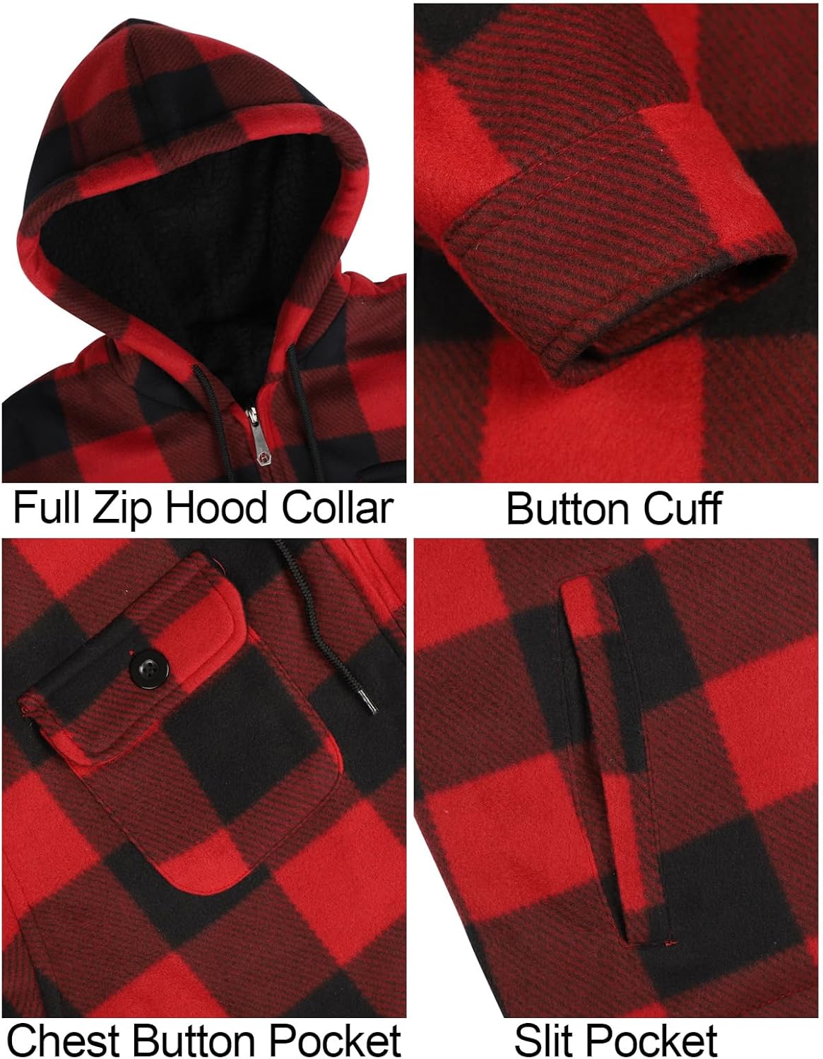 Mens Plaid Flannel Shirt Heavyweight Warm Casual Button Down