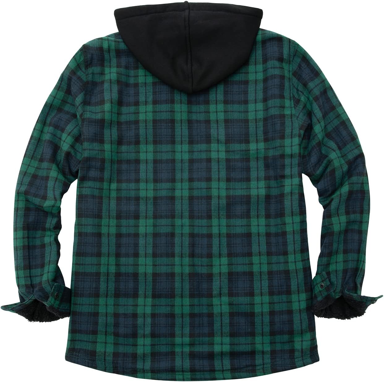 Mens Plaid Sherpa Lined Shirt Jacket Full Zip Hooded Warm Flannel
