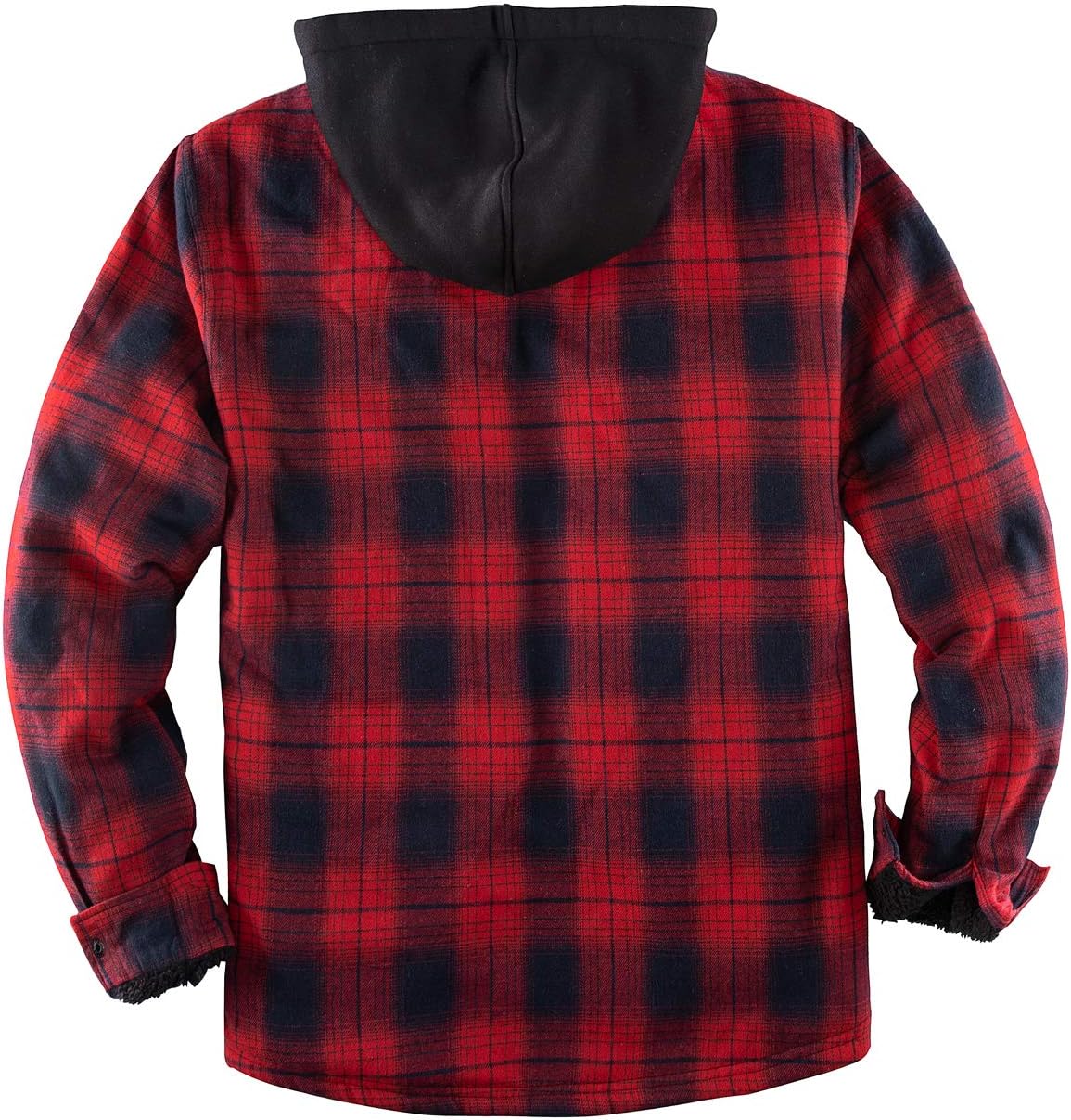 Mens Plaid Sherpa Lined Shirt Jacket Full Zip Hooded Warm Flannel