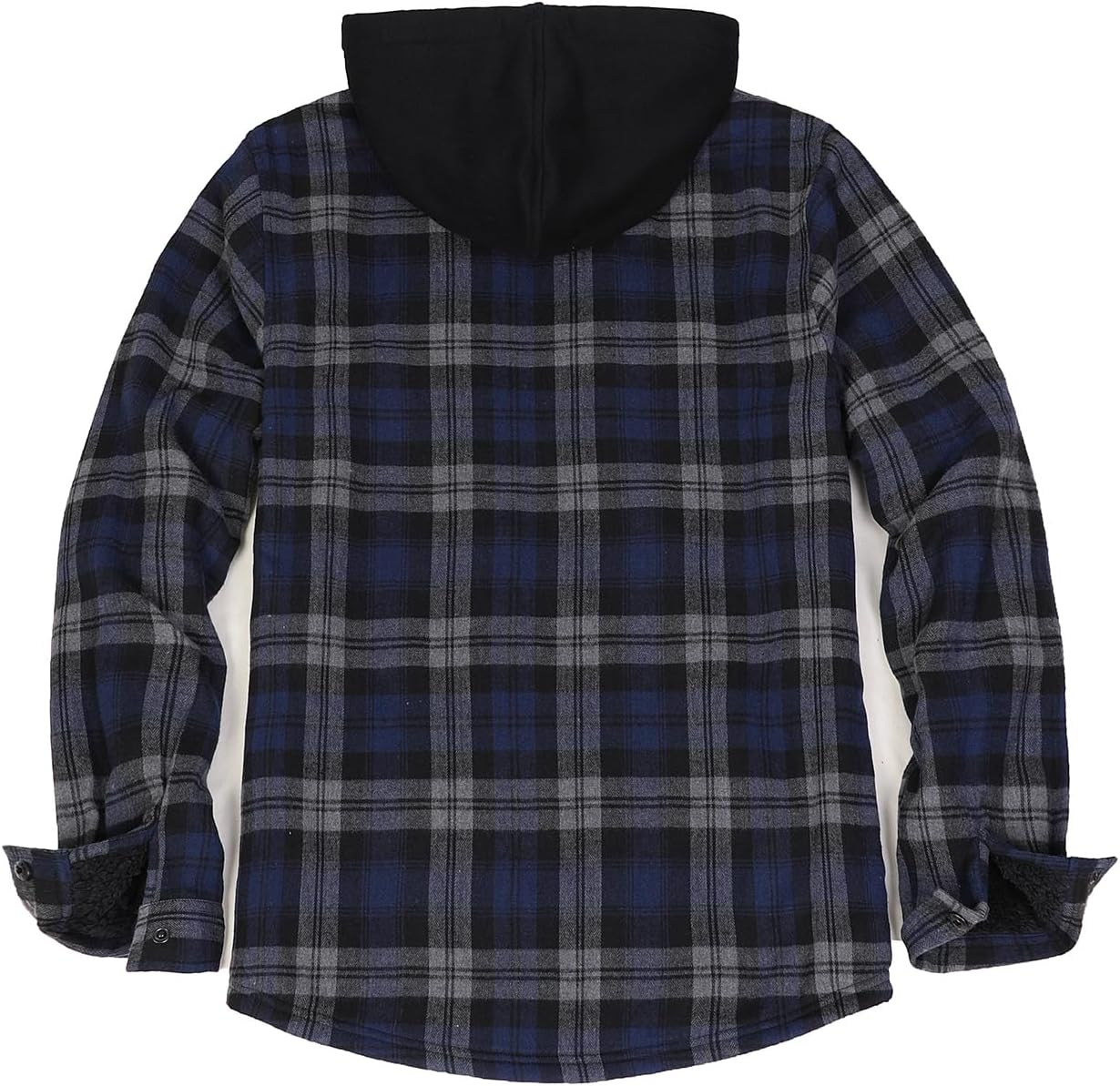 Mens Plaid Sherpa Lined Shirt Jacket Full Zip Hooded Warm Flannel