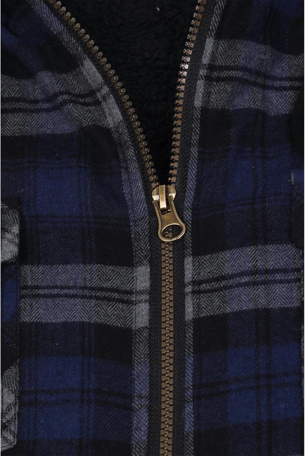 Mens Plaid Sherpa Lined Shirt Jacket Full Zip Hooded Warm Flannel