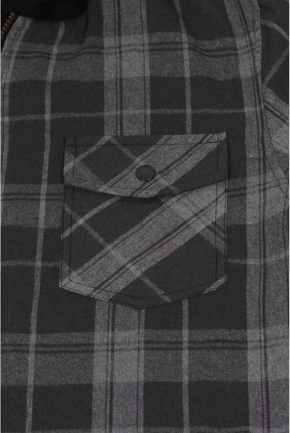 Mens Plaid Sherpa Lined Shirt Jacket Full Zip Hooded Warm Flannel