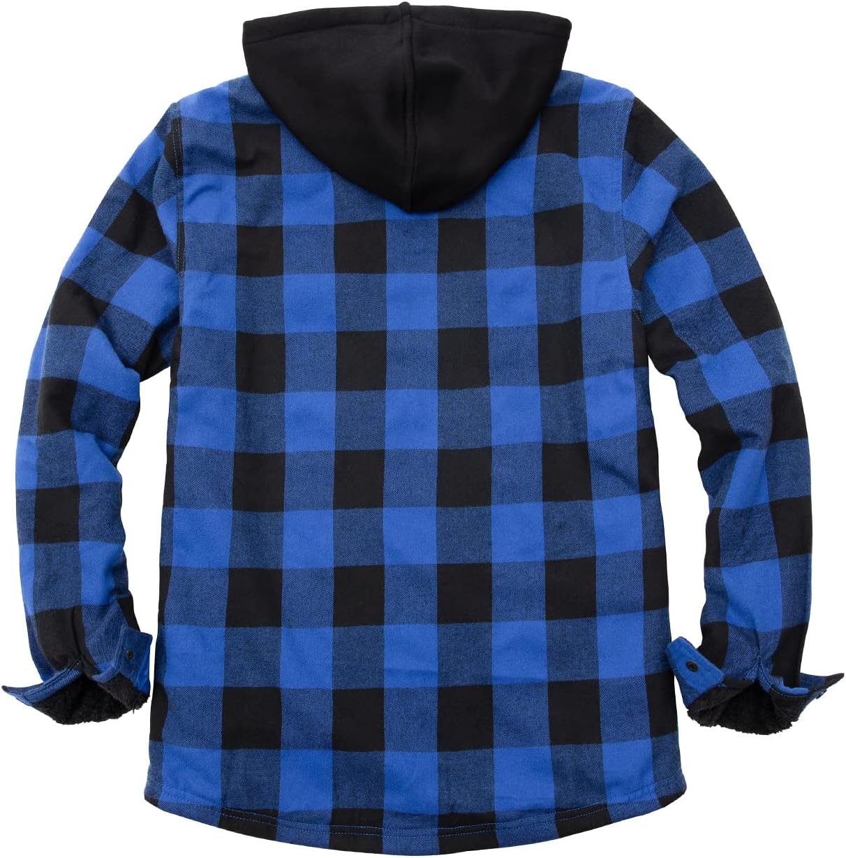 Mens Plaid Sherpa Lined Shirt Jacket Full Zip Hooded Warm Flannel