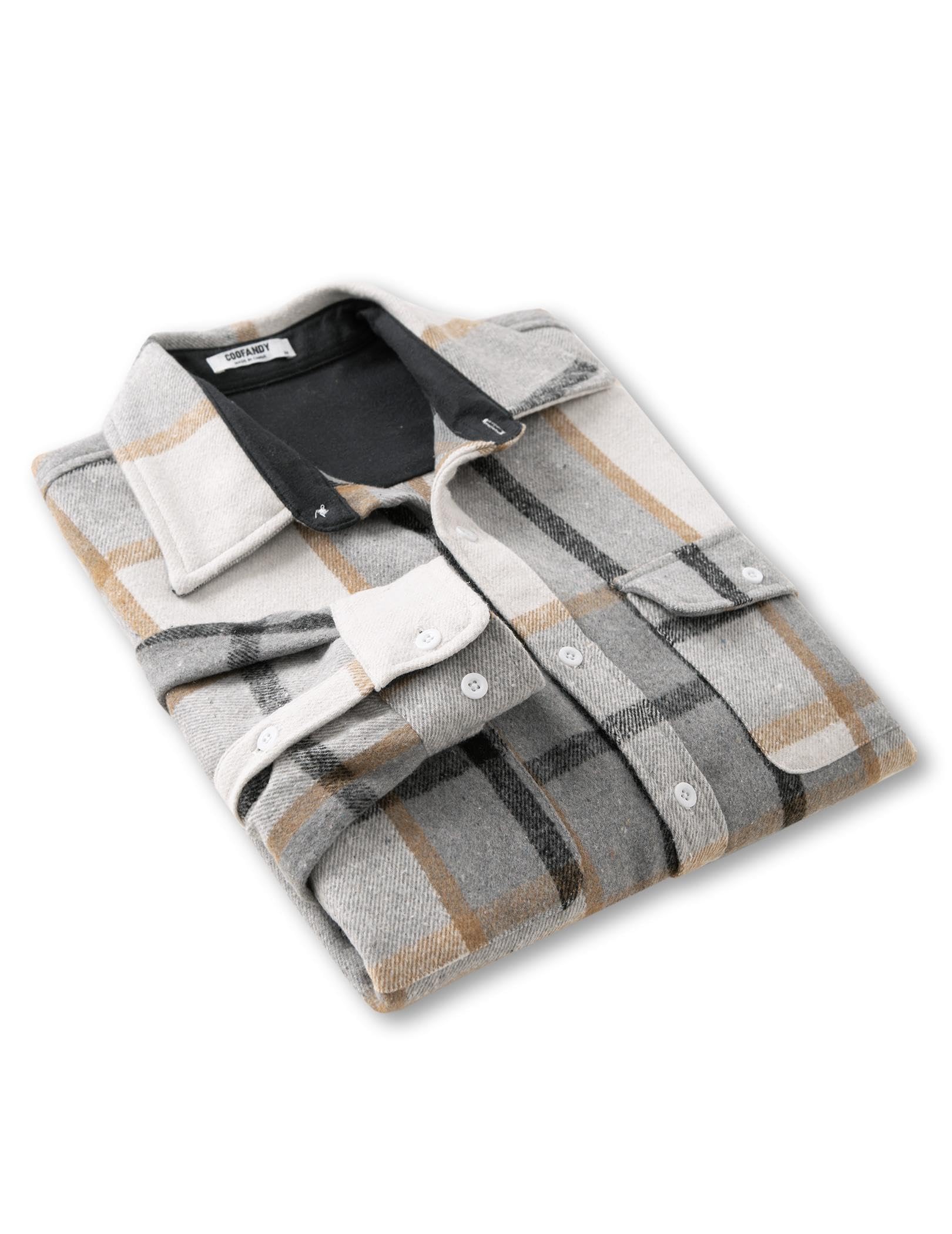 Mens Plaid Cotton Flannel Shirt Long Sleeve Button Down Casual Work Shirt With Pockets