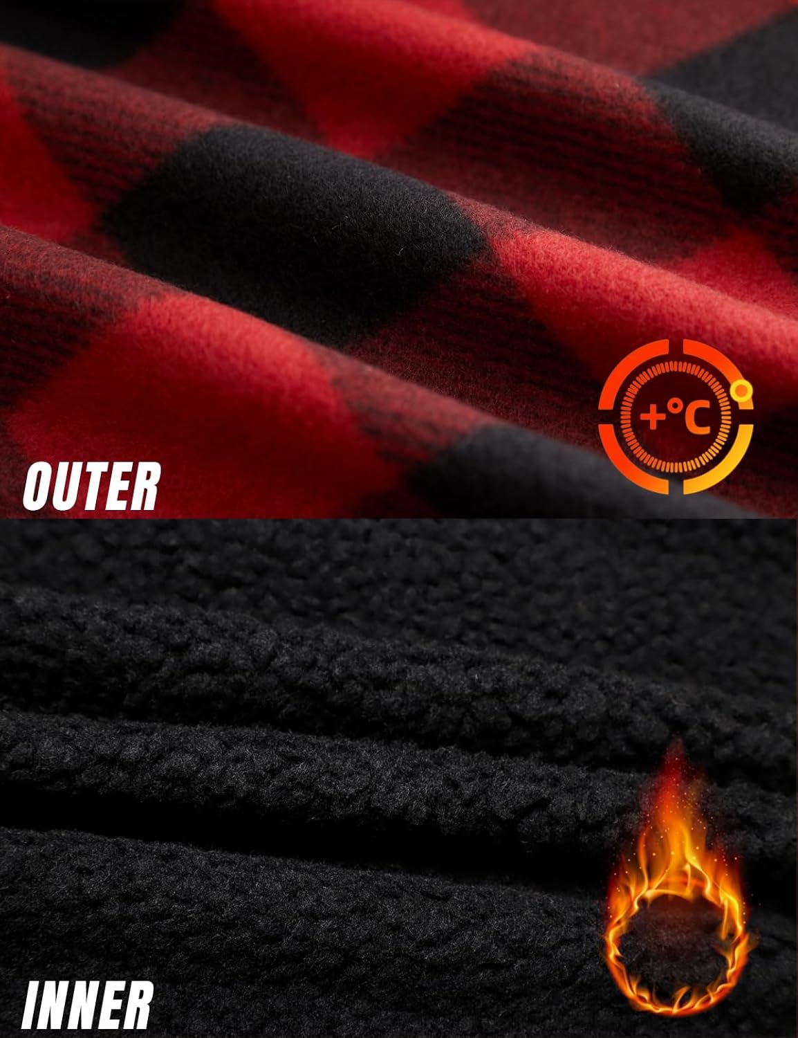 Mens Plaid Flannel Shirt Heavyweight Warm Casual Button Down