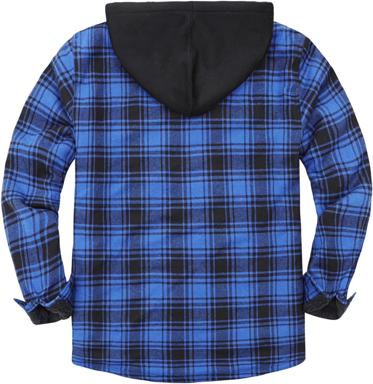 Mens Plaid Sherpa Lined Shirt Jacket Full Zip Hooded Warm Flannel