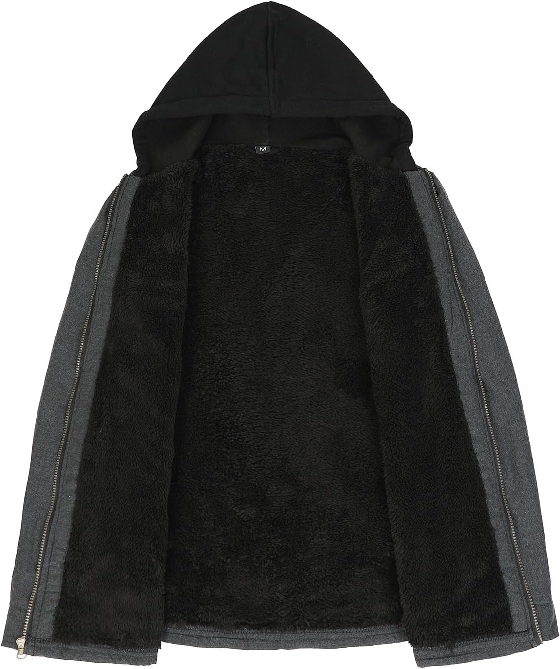 Mens Plaid Sherpa Lined Shirt Jacket Full Zip Hooded Warm Flannel