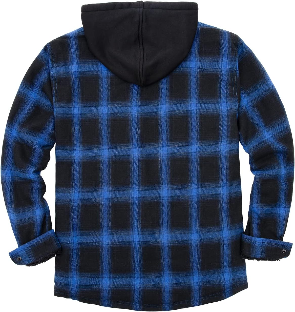 Mens Plaid Sherpa Lined Shirt Jacket Full Zip Hooded Warm Flannel