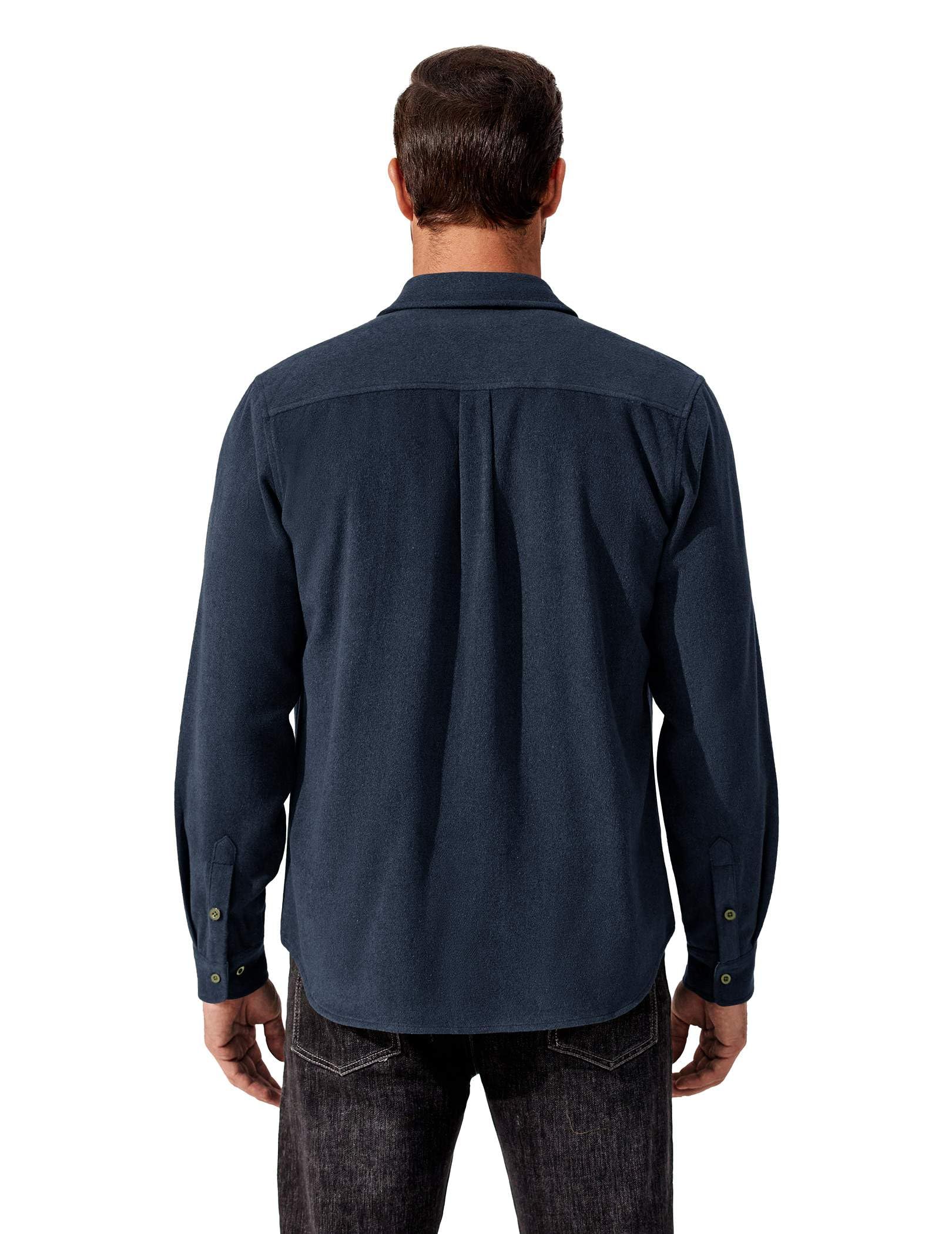 Mens Plaid Cotton Flannel Shirt Long Sleeve Casual Button Down Work Shirt With Chest Pockets