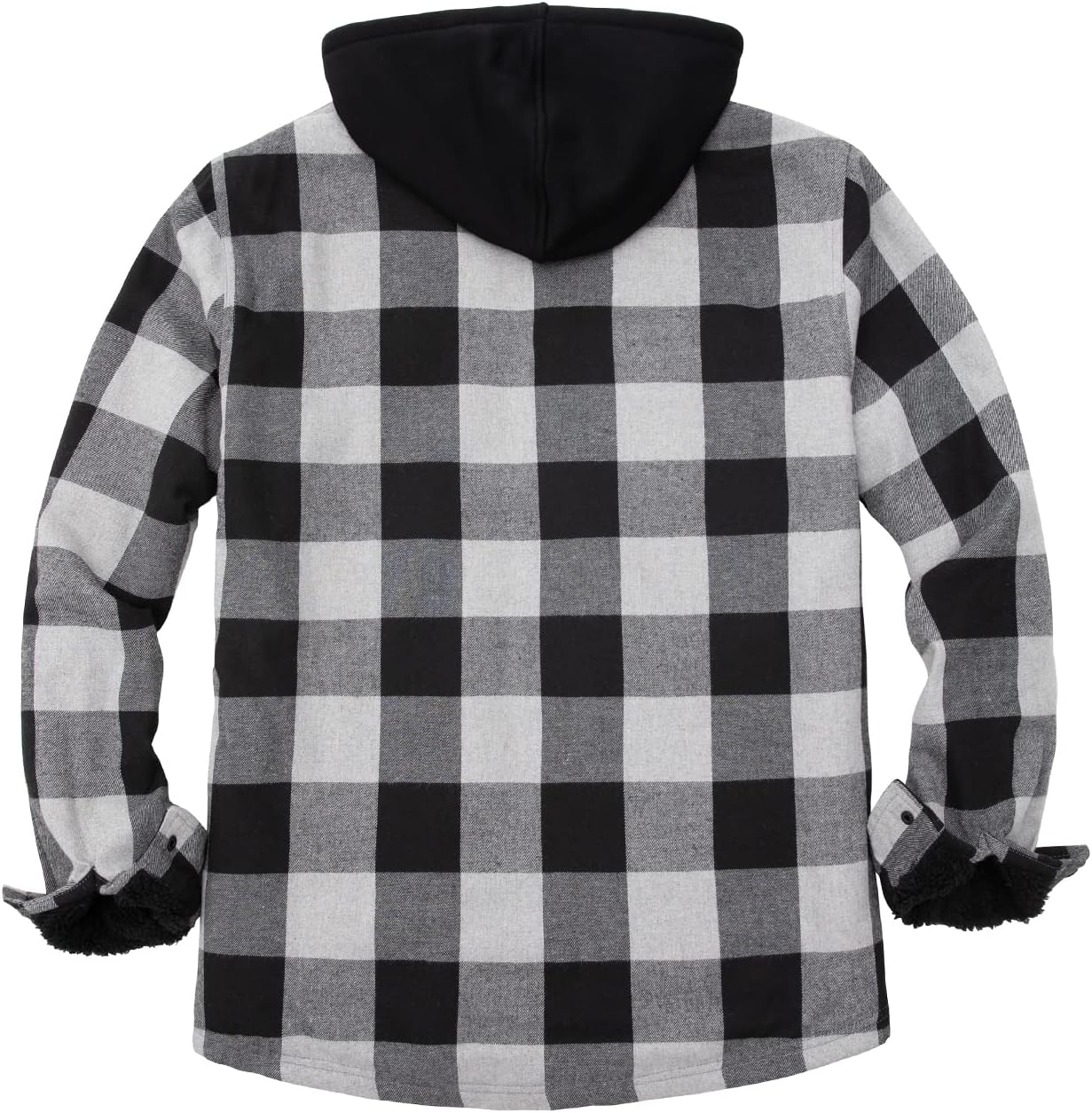 Mens Plaid Sherpa Lined Shirt Jacket Full Zip Hooded Warm Flannel
