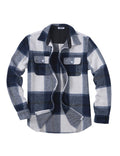 Mens Flannel Plaid Shirt Long Sleeve Button Down Casual Work Shirt Jacket
