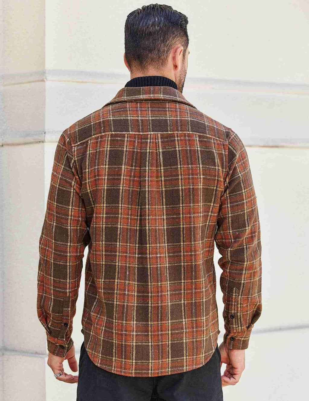 Mens Plaid Cotton Flannel Shirt Long Sleeve Casual Button Down Work Shirt