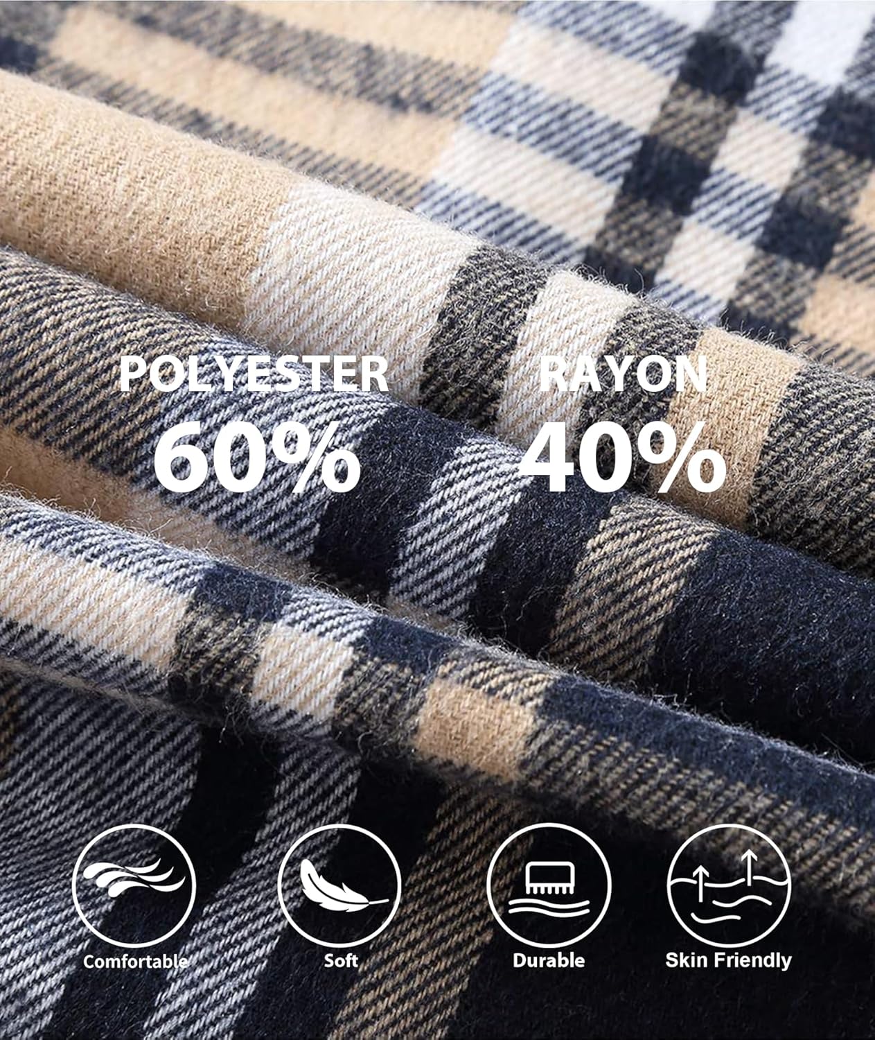 3 Pack Mens Flannel Hoodie Shirts Long Sleeve Plaid Button Down Hooded Shirts Casual Brushed Jacket with Pocket