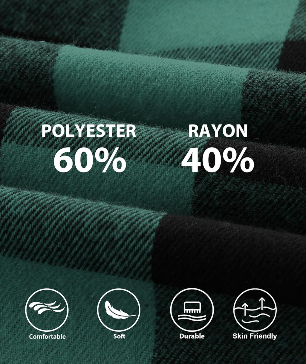 3 Pack Mens Flannel Hoodie Shirts Long Sleeve Plaid Button Down Hooded Shirts Casual Brushed Jacket with Pocket