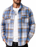 Mens Flannel Plaid Shirt Long Sleeve Button Down Casual Work Shirt Jacket
