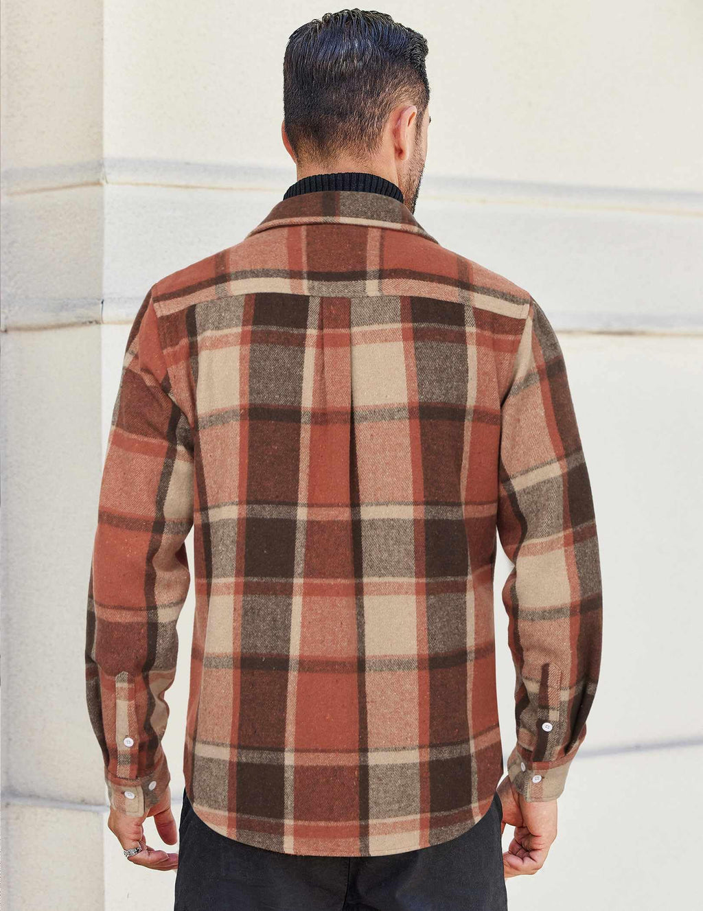 Mens Plaid Cotton Flannel Shirt Long Sleeve Casual Button Down Work Shirt