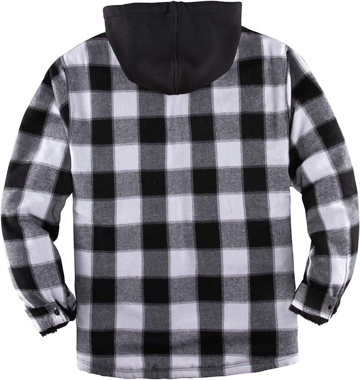 Mens Plaid Sherpa Lined Shirt Jacket Full Zip Hooded Warm Flannel