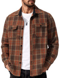 Mens Plaid Cotton Flannel Shirt Long Sleeve Casual Button Down Work Shirt