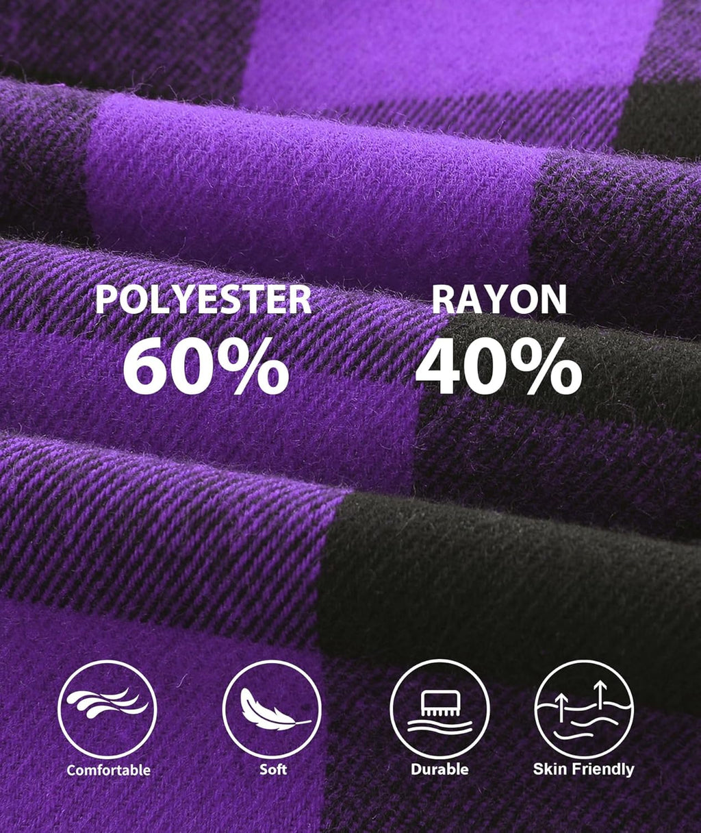 3 Pack Mens Flannel Hoodie Shirts Long Sleeve Plaid Button Down Hooded Shirts Casual Brushed Jacket with Pocket