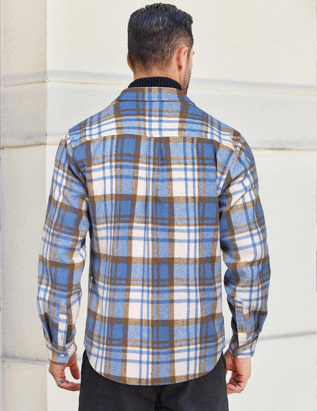 Mens Flannel Plaid Shirt Long Sleeve Button Down Casual Work Shirt Jacket