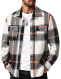 Mens Plaid Cotton Flannel Shirt Long Sleeve Casual Outdoor Button Down