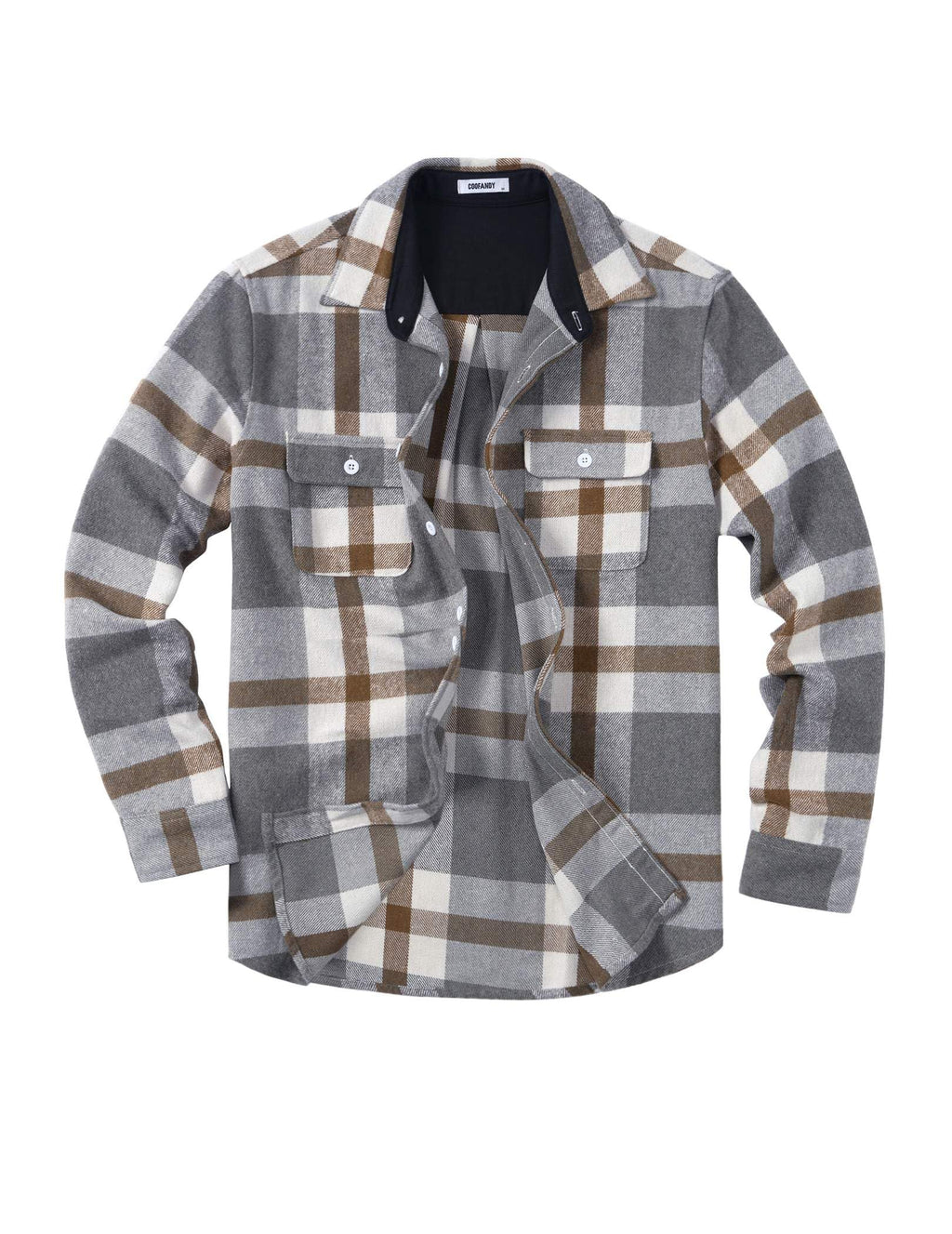 Mens Cotton Flannel Plaid Shirt Jacket Long Sleeve Button Down Casual Work Shirt