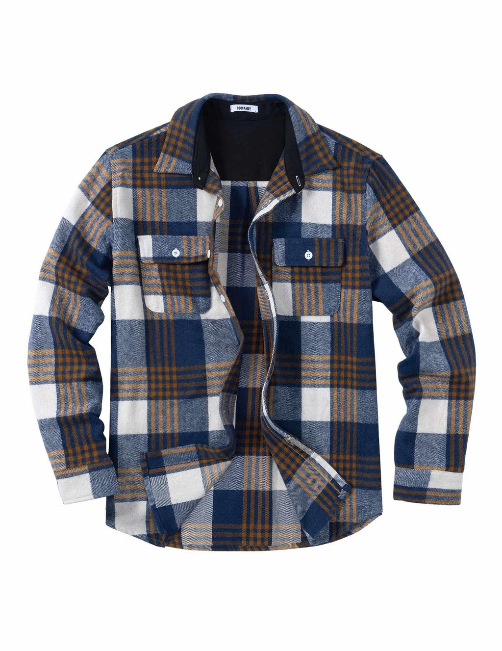 Mens Flannel Plaid Long Sleeve Button Down Shirt Jacket with Pockets