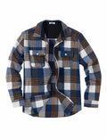 Mens Flannel Plaid Long Sleeve Button Down Shirt Jacket with Pockets