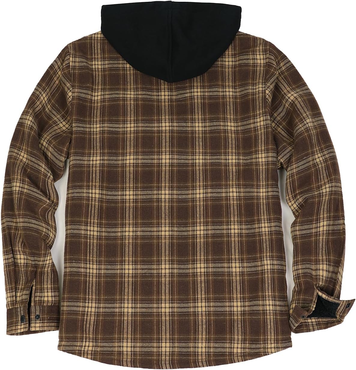 Mens Plaid Sherpa Lined Shirt Jacket Full Zip Hooded Warm Flannel