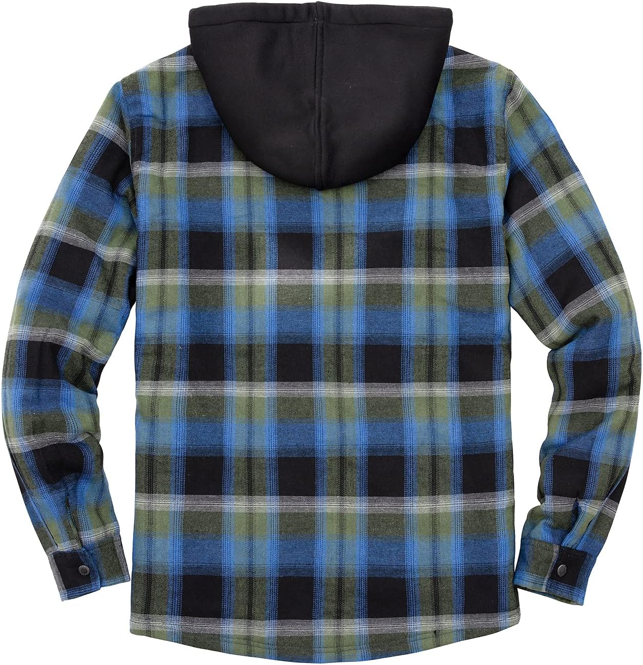 Mens Plaid Sherpa Lined Shirt Jacket Full Zip Hooded Warm Flannel