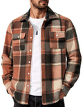 Mens Plaid Cotton Flannel Shirt Long Sleeve Casual Button Down Work Shirt