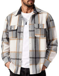 Mens Plaid Cotton Flannel Shirt Long Sleeve Button Down Casual Work Shirt With Pockets