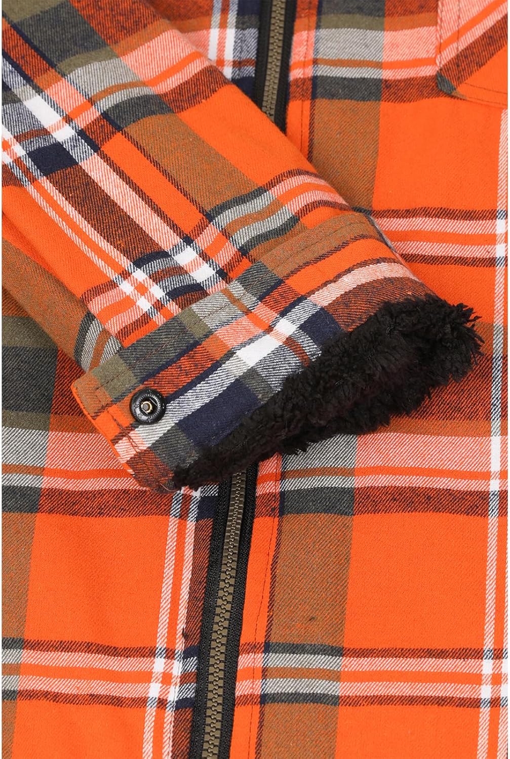 Mens Plaid Sherpa Lined Shirt Jacket Full Zip Hooded Warm Flannel