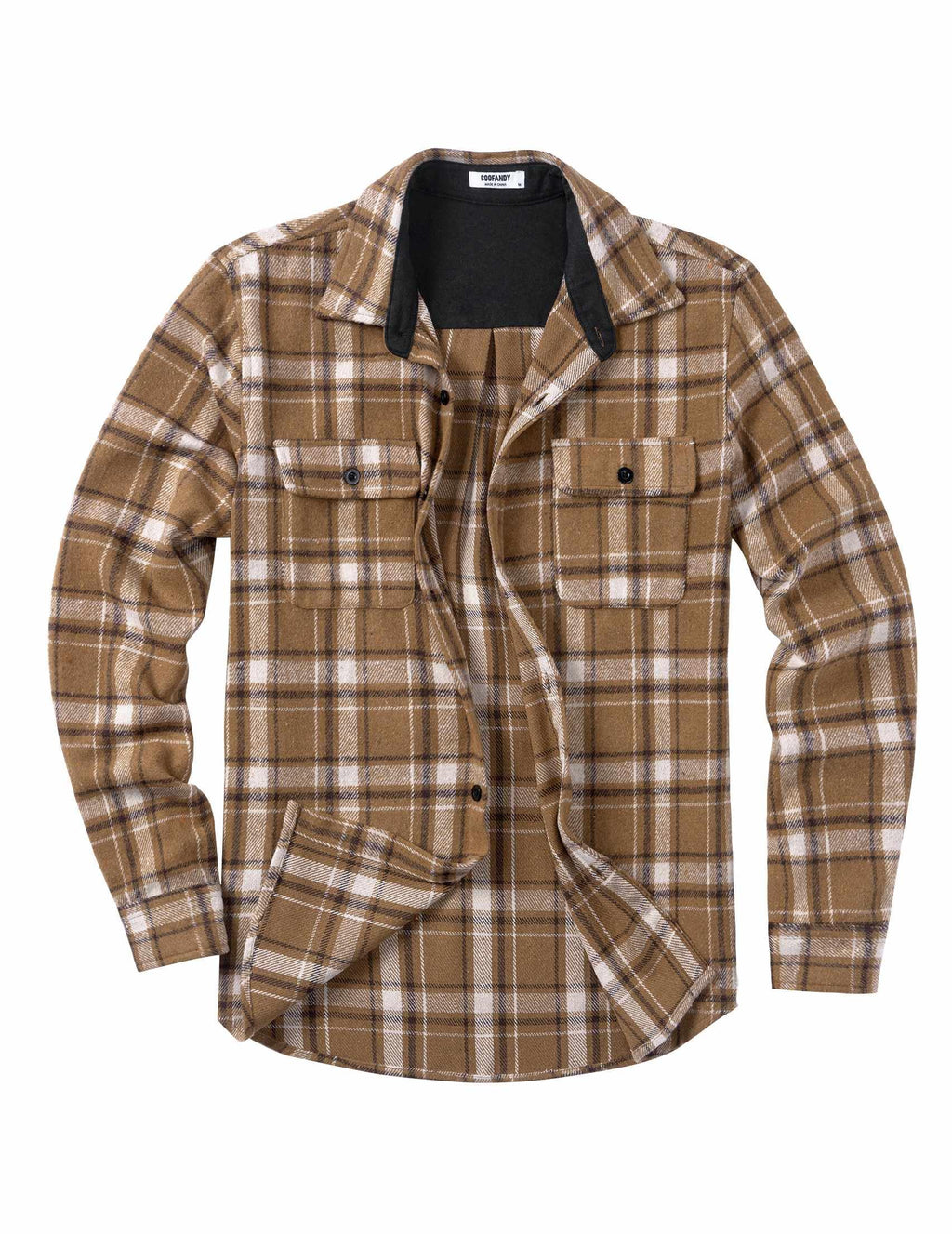 Mens Cotton Plaid Flannel Shirt Long Sleeve Casual Shirt Jacket