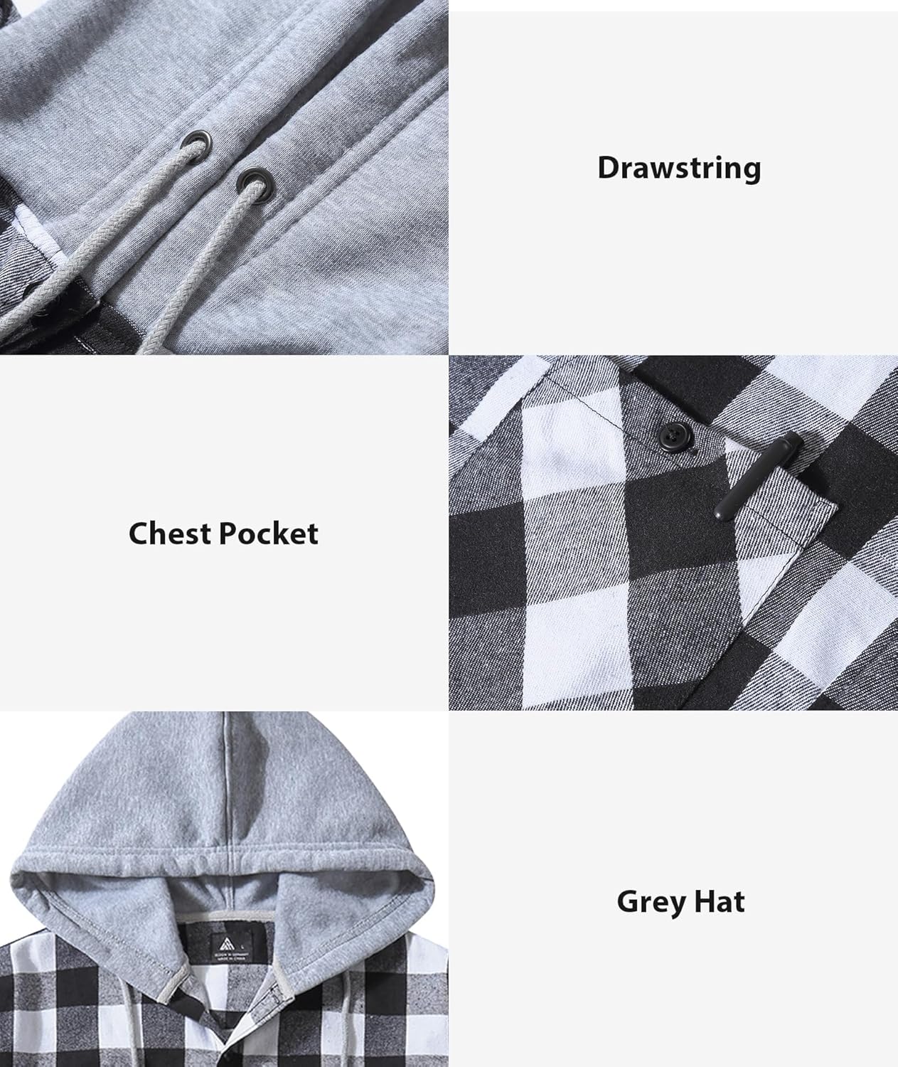 3 Pack Mens Flannel Hoodie Shirts Long Sleeve Plaid Button Down Hooded Shirts Casual Brushed Jacket with Pocket