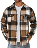 Mens Flannel Plaid Shirt Long Sleeve Button Down Casual Work Shirt Jacket