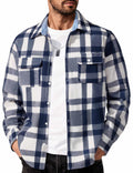 Mens Plaid Flannel Long Sleeve Shirt Jacket Casual Button Down Brushed Fabric Shacket with Pockets