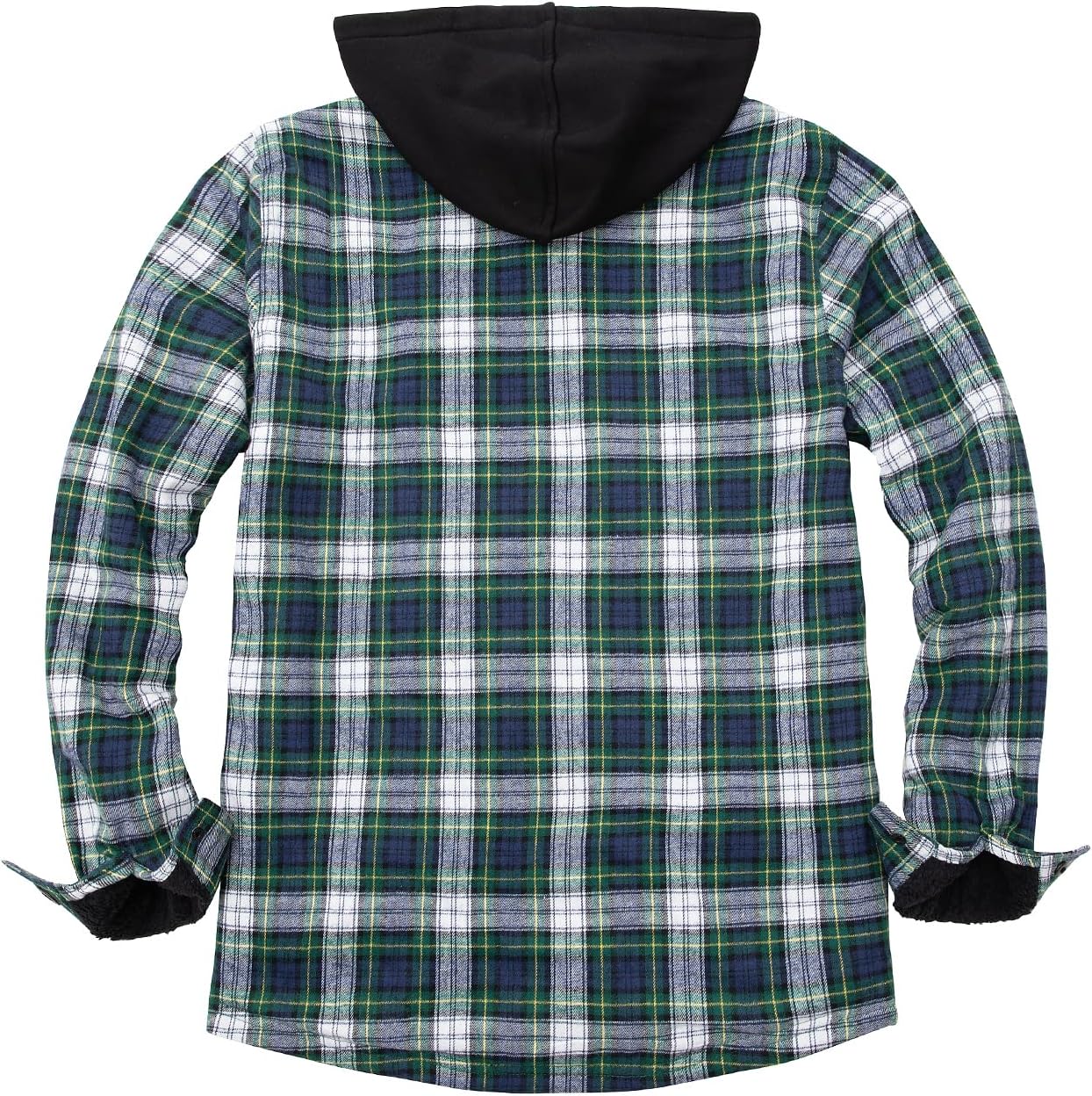 Mens Plaid Sherpa Lined Shirt Jacket Full Zip Hooded Warm Flannel