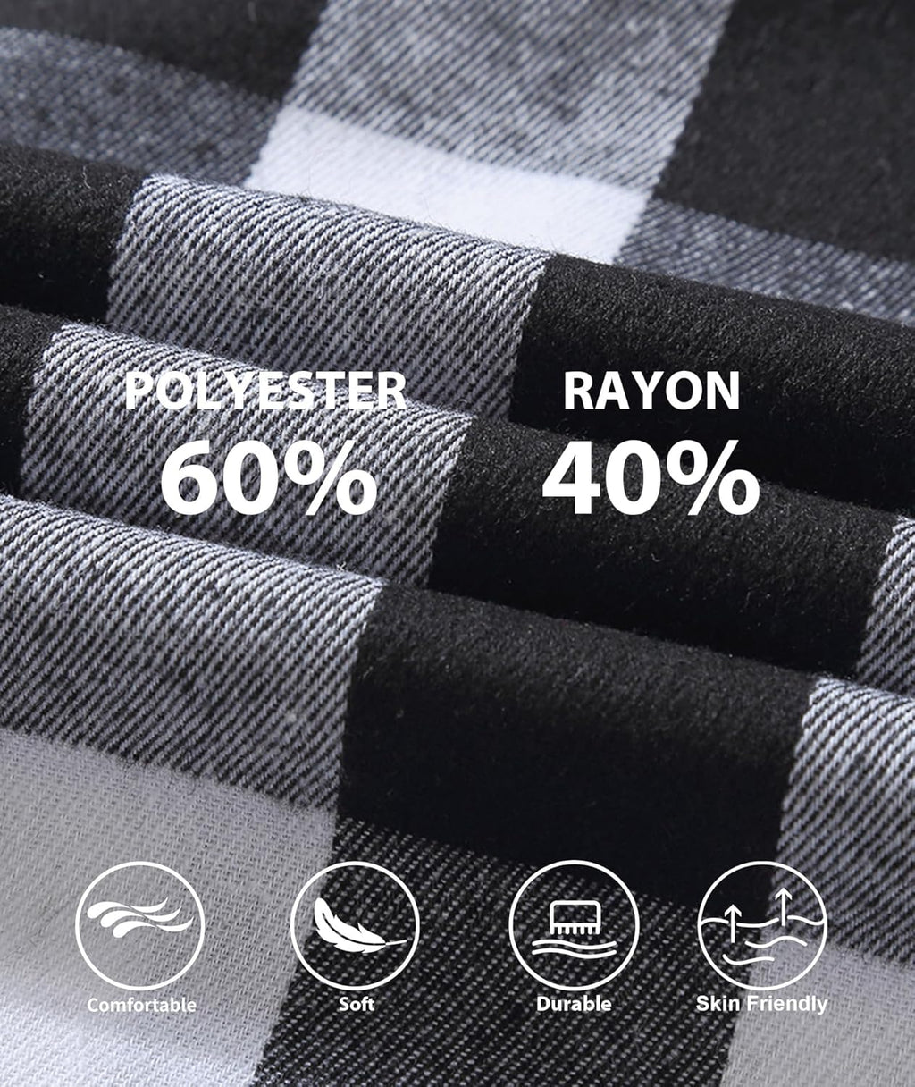 3 Pack Mens Flannel Hoodie Shirts Long Sleeve Plaid Button Down Hooded Shirts Casual Brushed Jacket with Pocket