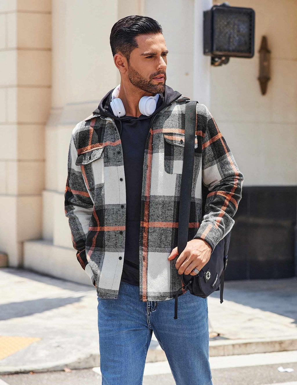 Mens Plaid Cotton Flannel Shirt Long Sleeve Casual Outdoor Button Down