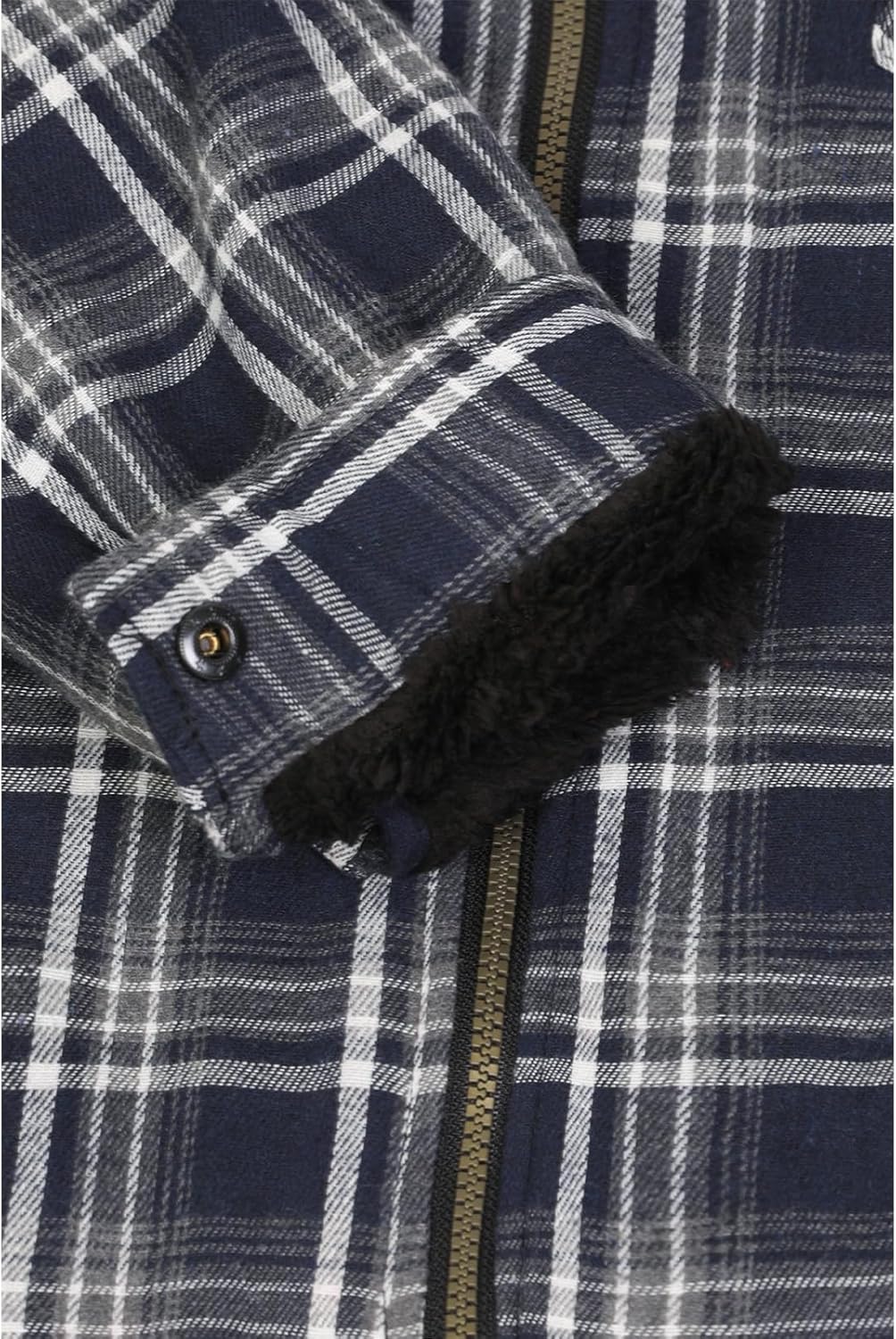 Mens Plaid Sherpa Lined Shirt Jacket Full Zip Hooded Warm Flannel