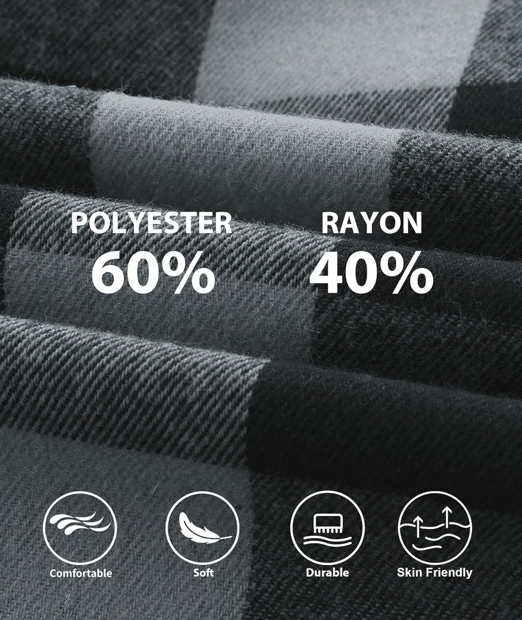 3 Pack Mens Flannel Hoodie Shirts Long Sleeve Plaid Button Down Hooded Shirts Casual Brushed Jacket with Pocket