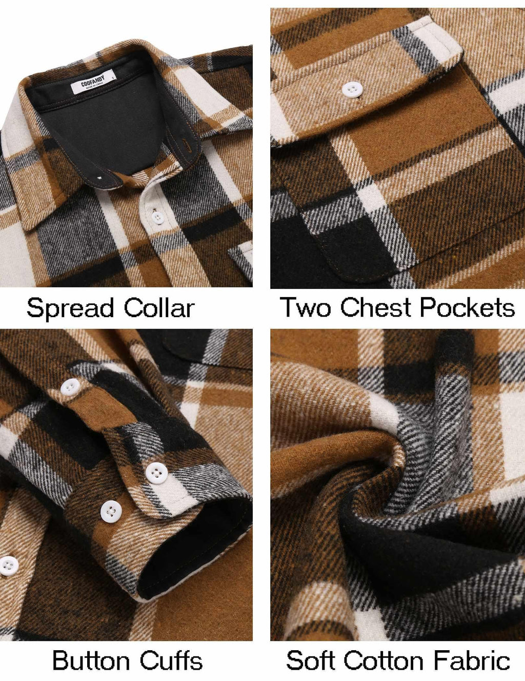 Mens Flannel Plaid Shirt Long Sleeve Button Down Casual Work Shirt Jacket