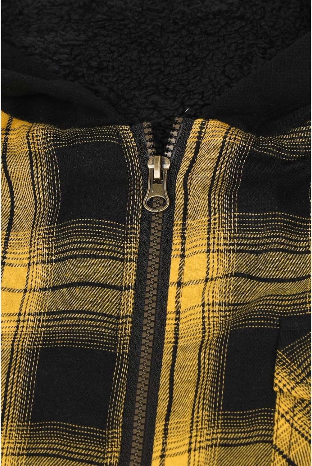 Mens Plaid Sherpa Lined Shirt Jacket Full Zip Hooded Warm Flannel