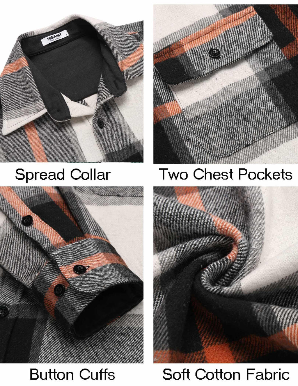 Mens Plaid Cotton Flannel Shirt Long Sleeve Casual Outdoor Button Down