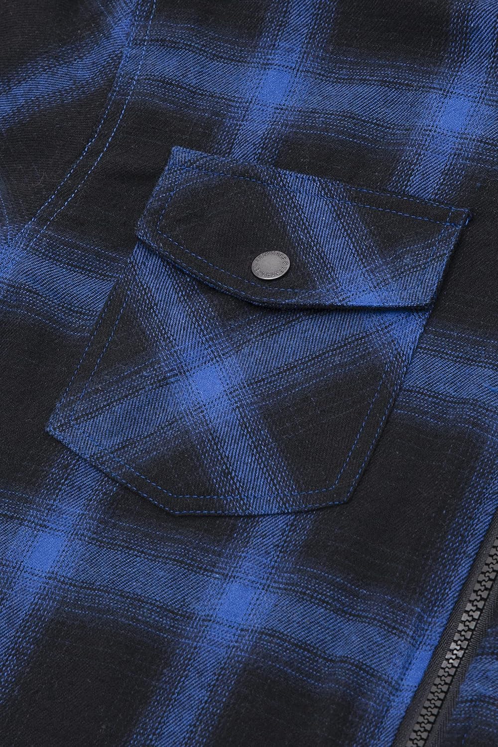 Mens Plaid Sherpa Lined Shirt Jacket Full Zip Hooded Warm Flannel