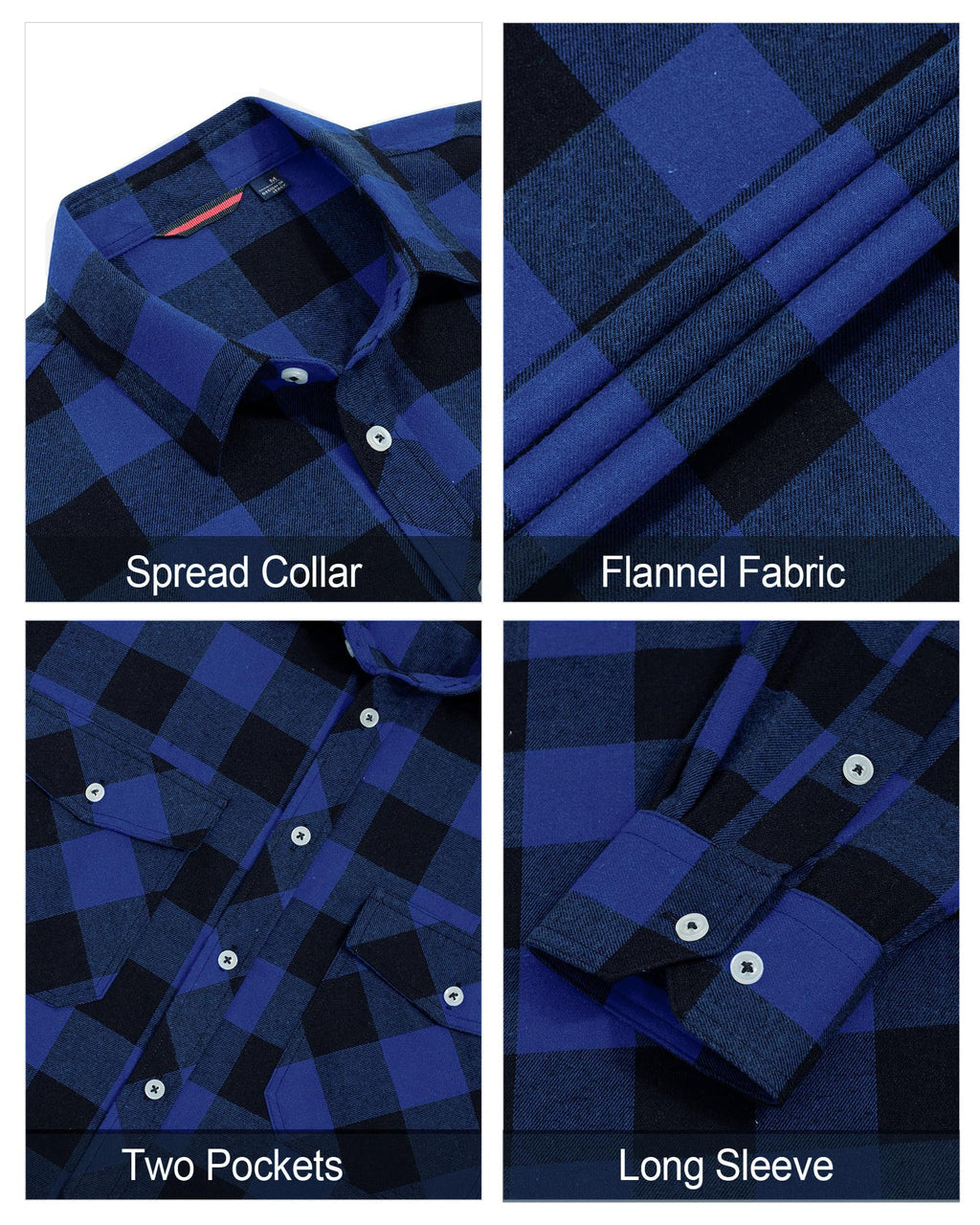 Mens Flannel Plaid Shirt Long Sleeve Button Down Casual Work Shirt Jacket