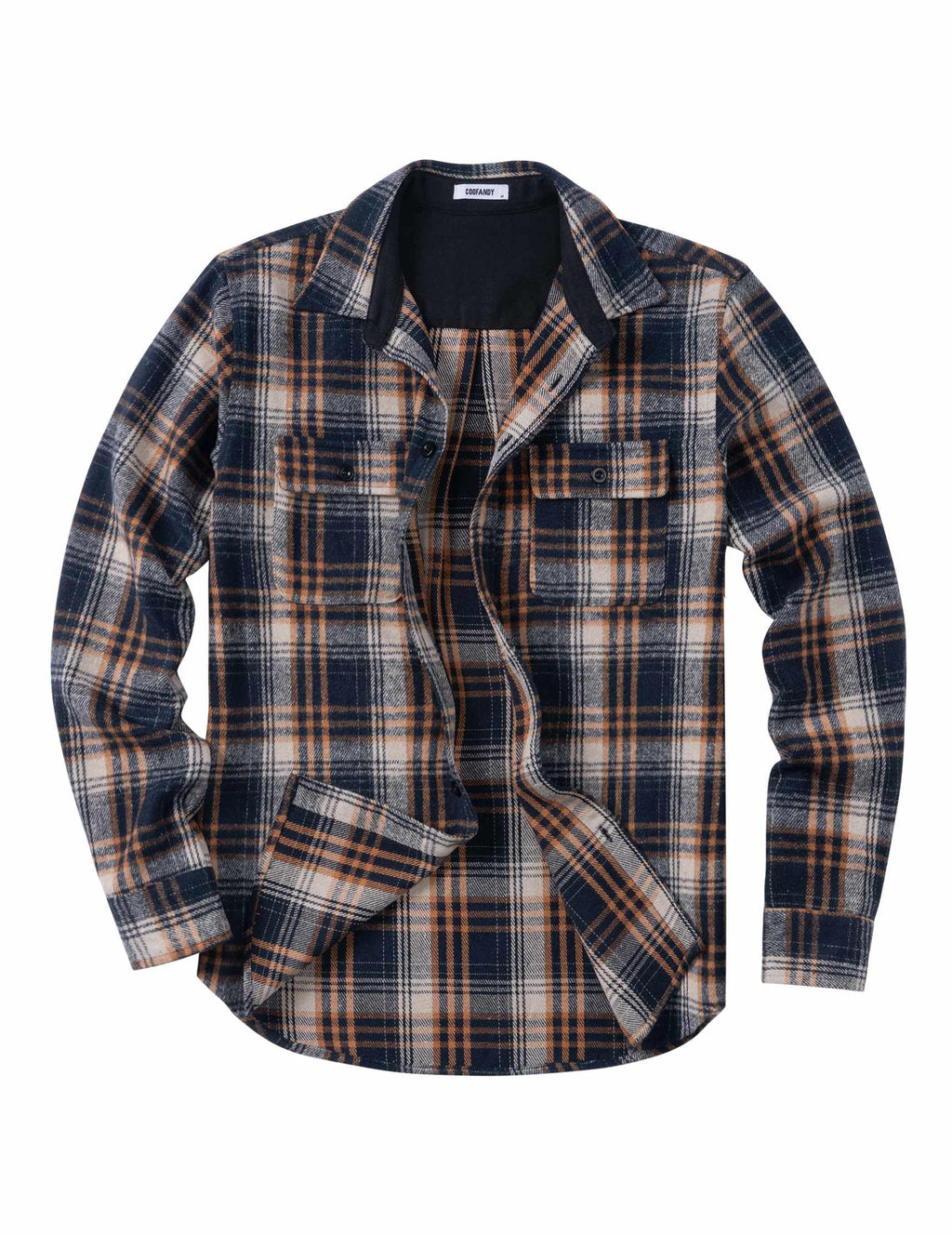 Mens Plaid Cotton Flannel Shirt Jacket Long Sleeve Casual Button Down Work Shirt With Chest Pockets