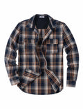 Mens Plaid Cotton Flannel Shirt Jacket Long Sleeve Casual Button Down Work Shirt With Chest Pockets